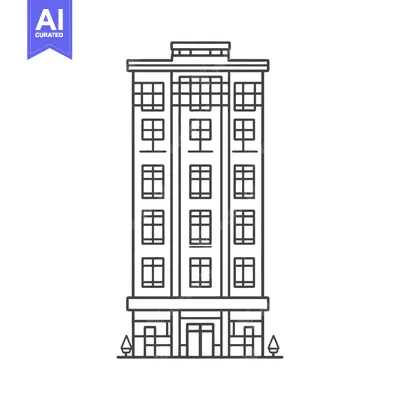 Popular premium asset: A simple linear drawing representing a tall residential building