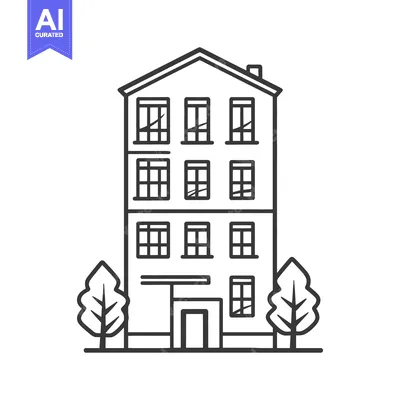 Popular premium asset: Simple illustration depicts a multi story building with trees