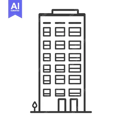 Aset premium populer: Simple black and white illustration of tall modern office building