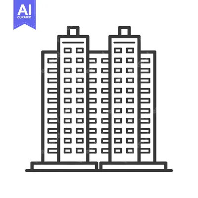 Premium design asset: A simple line drawing of several tall buildings together