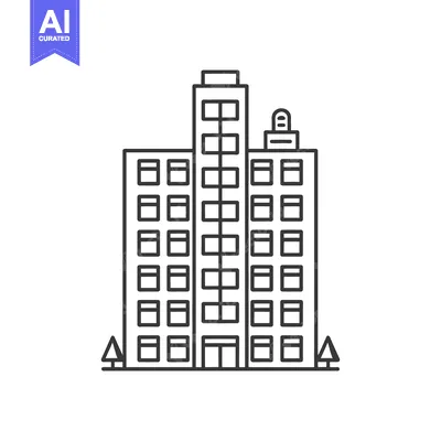 Aset premium populer: A Simple Black and White Vector Illustration of a Building