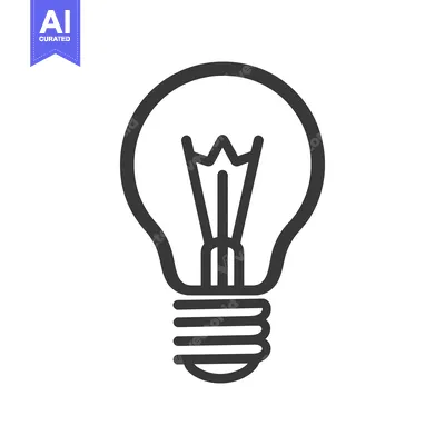 Aset premium populer: A simple black outlined light bulb illustration on a white background