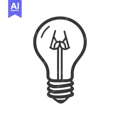 Aset premium populer: A simple line drawing of an incandescent light bulb