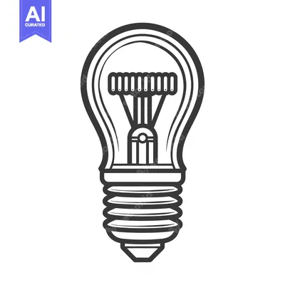 Aset desain premium: A simple line drawing depiction of an incandescent lightbulb