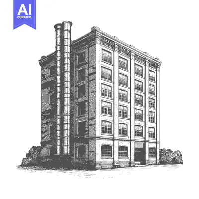 Premium design asset: A Detailed Illustration Of A Brick Factory Building