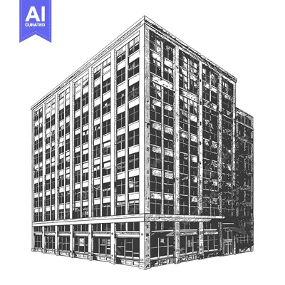 A Detailed Sketch of a Multi Story Brick Building