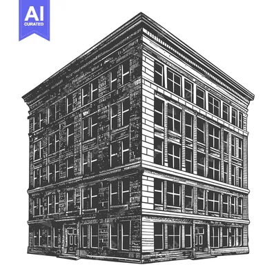 Aset desain premium: A Detailed Illustration Of A Multi Story Brick Building