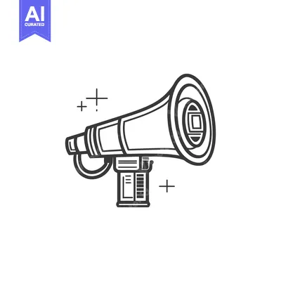 Popular premium asset: Simple Black and White Illustration of a Megaphone on White