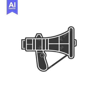 Aset premium populer: A black and white illustration of a portable megaphone device