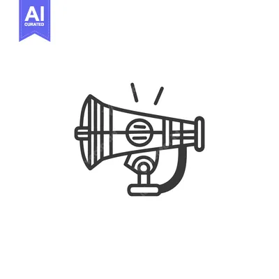 Aset desain premium: A simple black and white illustration of a megaphone design