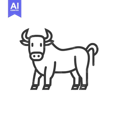 Premium design asset: A simple vector illustration depicts a bull standing in a white space