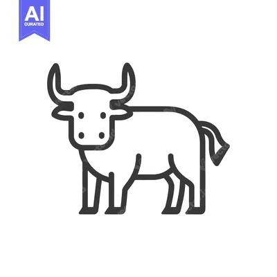 Aset desain premium: An illustrated outline of a standing bovine animal