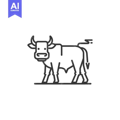 Aset premium populer: A simple graphic image of a standing bull animal