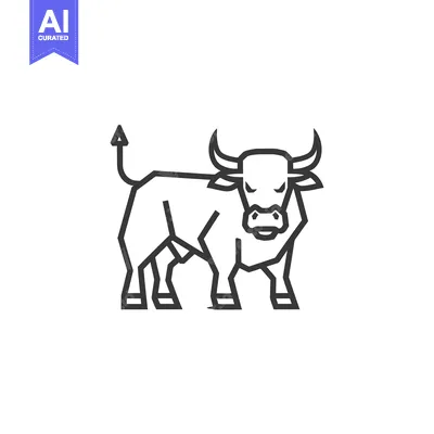 Aset desain premium: A minimalist black and white line drawing of a bull