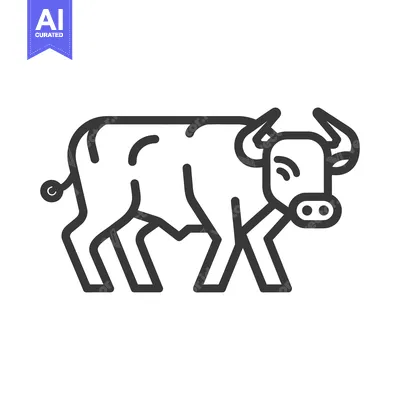 Aset premium populer: The minimalist black and white icon of a walking bull