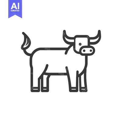 Aset premium populer: A Simple Black And White Vector Illustration Of A Bull