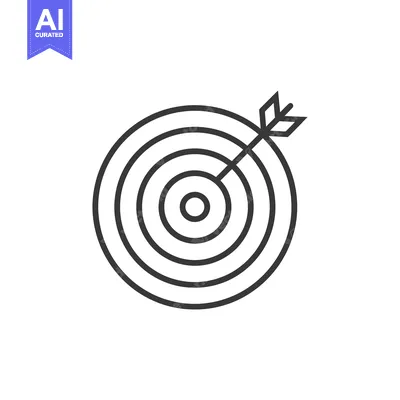 Aset premium populer: Bullseye Target with Arrow Icon in Black Outline