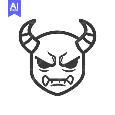 Aset premium populer: A black and white illustration of a demonic horned creature