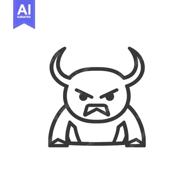 Aset premium populer: A cartoonish illustration of a horned demon displaying an angry expres