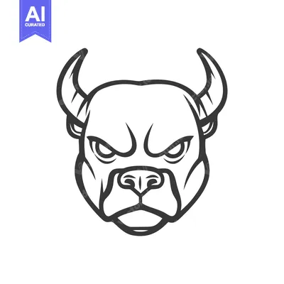 Aset desain premium: A monochrome illustration displaying a strong animal with horns and an