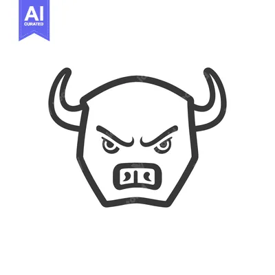 A geometric vector illustration of an angry bull face