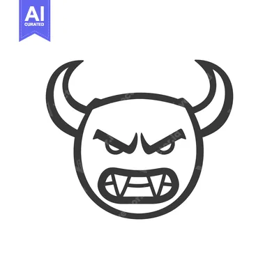 Popular premium asset: A simple drawing of a demon with horns and angry expression