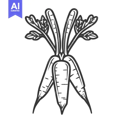 Aset desain premium: Bunch of Three Carrots with Green Tops