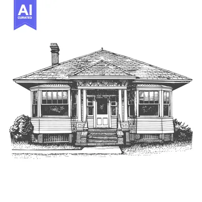 Popular premium asset: A charming vintage house with a gabled roof and bay windows