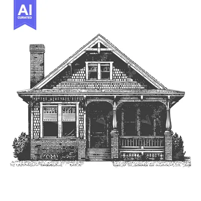 Premium design asset: A charming vintage style brick house illustration