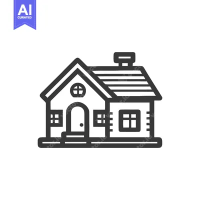 Premium design asset: Minimalist House Icon with Chimney, Round Window, and Bold Outline