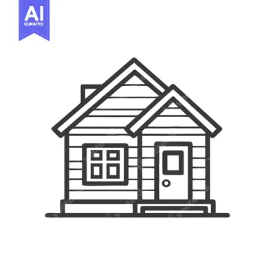 Aset premium populer: Simple House Icon: Minimalist Black and White Line Art Illustration
