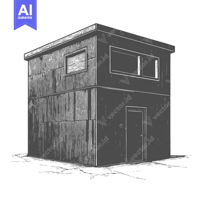 Premium design asset: Two Story Building With Windows And Door