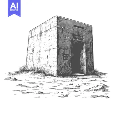 A Concrete Blockhouse Structure Stands Alone in a Desolate Landscape