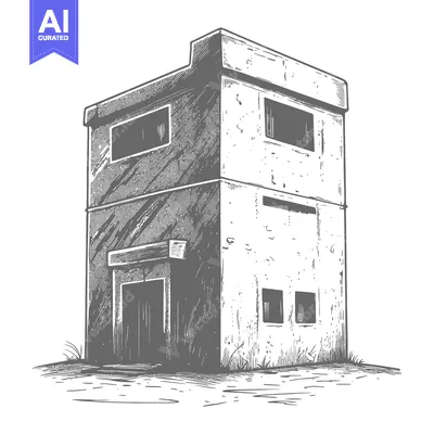 Aset desain premium: A Two Story Concrete Building Illustration