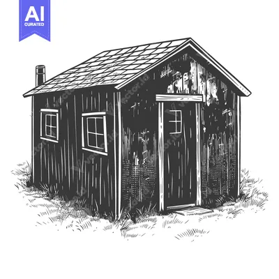 Premium design asset: A Rustic Wooden Cabin Situated In Grassy Terrain