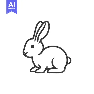 Aset premium populer: A simple outlined illustration depicting a sitting rabbit animal