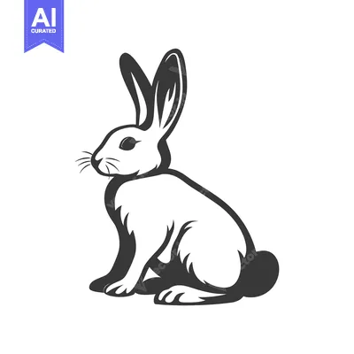 Popular premium asset: A monochrome image depicts a sitting rabbit with long ears
