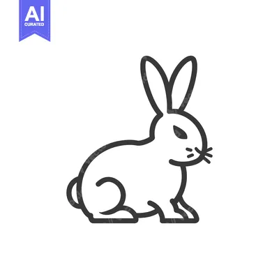 Aset premium populer: A simple black and white illustration of a rabbit animal