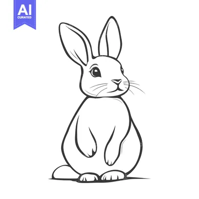 Popular premium asset: A simple illustration depicting a cute rabbit standing upright gracefu