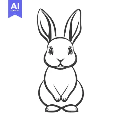 Popular premium asset: A simple black and white illustration of a cute rabbit