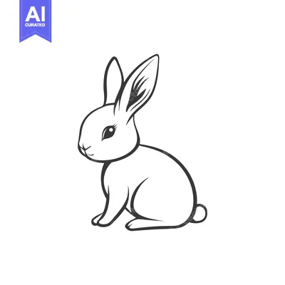 Aset desain premium: A Simple Illustration Depicting a Sitting White Rabbit Creature