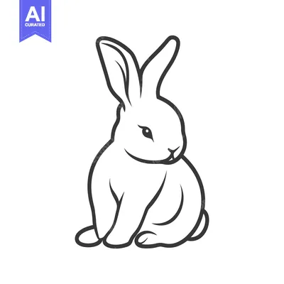A simple monochrome drawing depicts a seated bunny rabbit