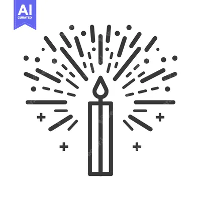Aset desain premium: Burning Candle with Radiating Light Rays