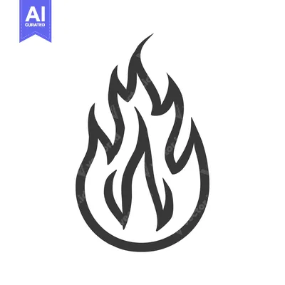 Premium design asset: A simplistic graphical depiction of a flame with stylized lines