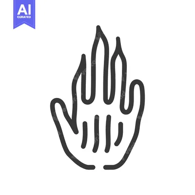 Aset desain premium: A stylized depiction of a hand with fire elements