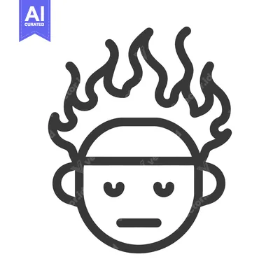 Aset desain premium: A stylized face with flame representing high temperature or emotion