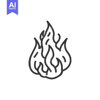 Aset desain premium: A simple black and white illustration of a flame burning brightly