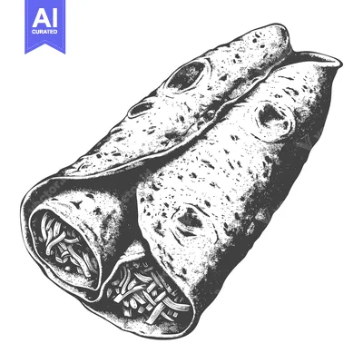Aset desain premium: A Detailed Illustration Of A Delicious Burrito