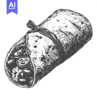 Aset premium populer: A Delicious Hand Drawn Burrito Illustration
