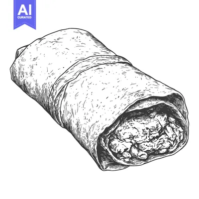 Aset premium populer: Hand Drawn Illustration Of A Delicious Burrito